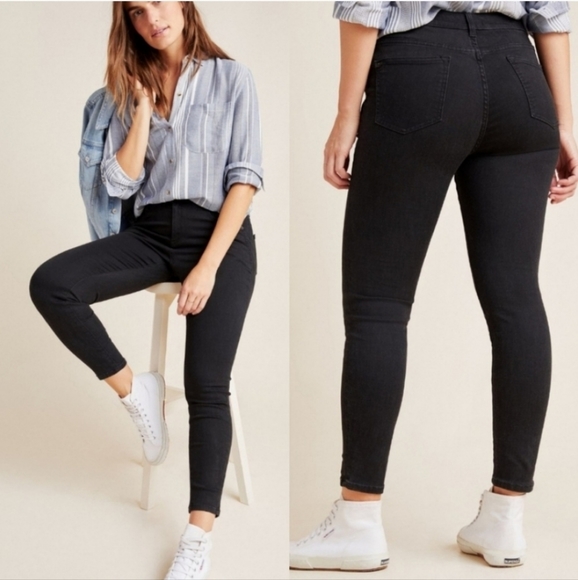 Pilcro for Anthropologie High-Rise Denim Legging in Washed Black - Picture 2 of 12